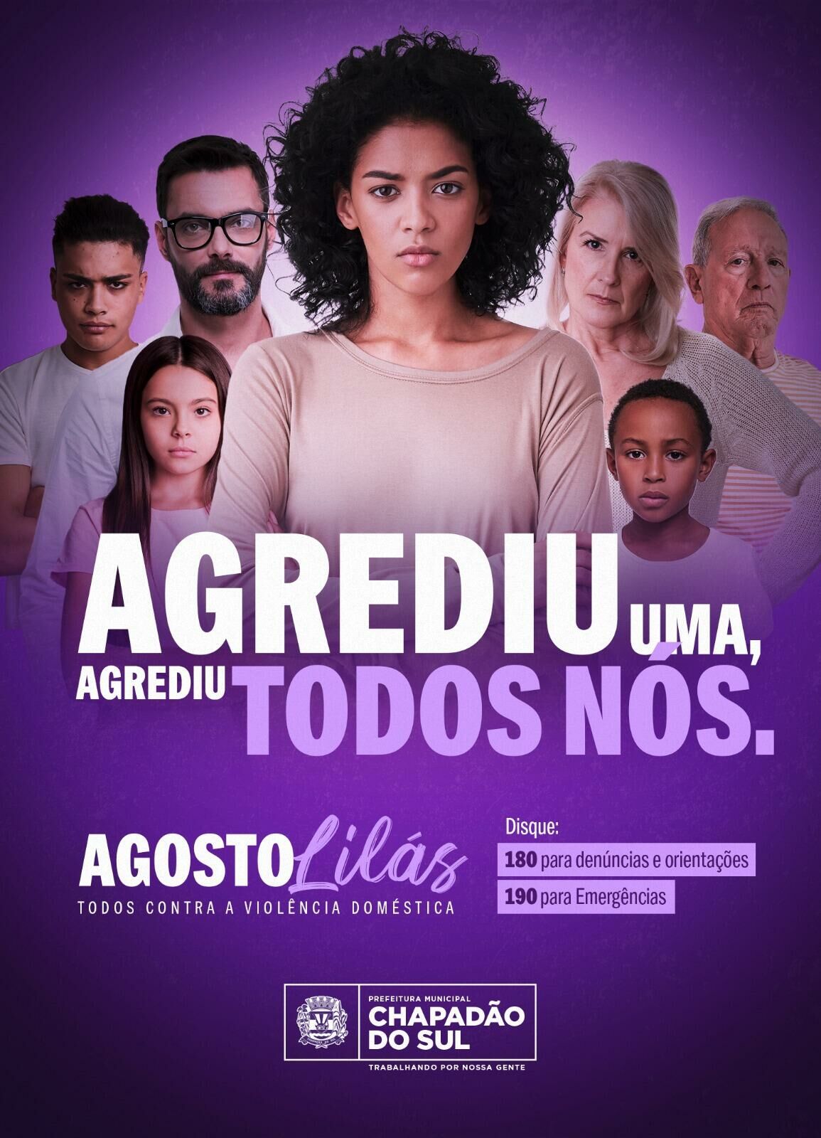 Imagem de compartilhamento para o artigo Agosto Lilás: Conscientização e Combate à Violência Contra a Mulher em Chapadão do Sul da MS Todo dia